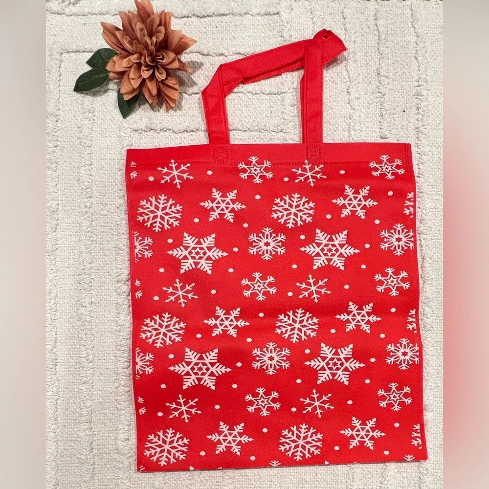 24 Piece Holiday Christmas Reusable Tote Bags- 14.5in x17in